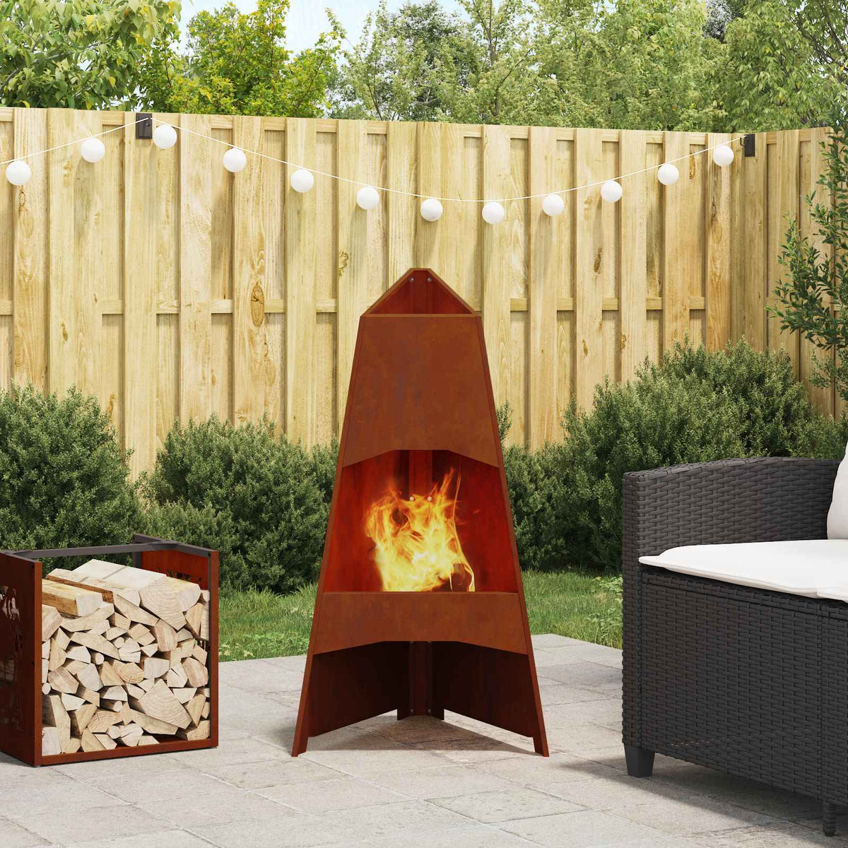 vidaXL Fire Bowl Rusty 50 x 50 x 95 cm Weathering Steel 1