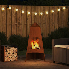 vidaXL Fire Bowl Rusty 50 x 50 x 95 cm Weathering Steel 4