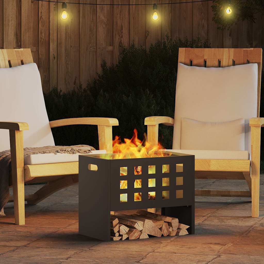vidaXL Fire Bowl Black 50 x 30 x 40 cm Steel 4