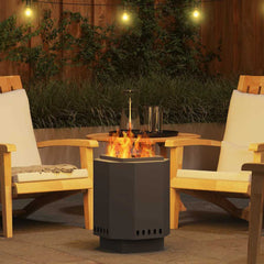 vidaXL Smokeless Fire Bowl Black 38 x 38 x 51 cm Weathering Steel 4