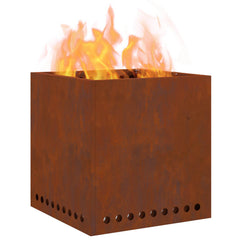 Smokeless Fire Bowl Black 48 x 48 x 50 cm Weathering Steel Weathering steel/brown