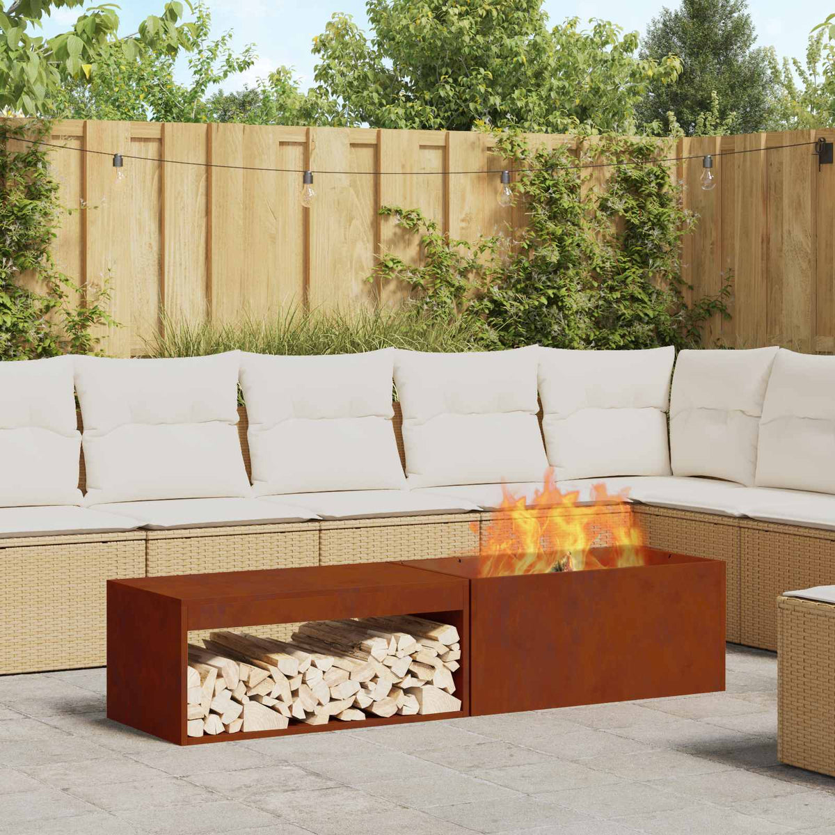Fire Bowl Black 160 x 45 x 35 cm Weathering Steel Weathering steel/brown