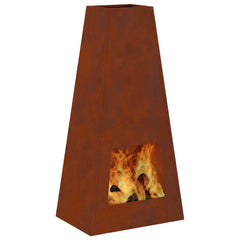 Fire Bowl Black 50 x 35 x 100 cm Weathering Steel Weathering steel/brown