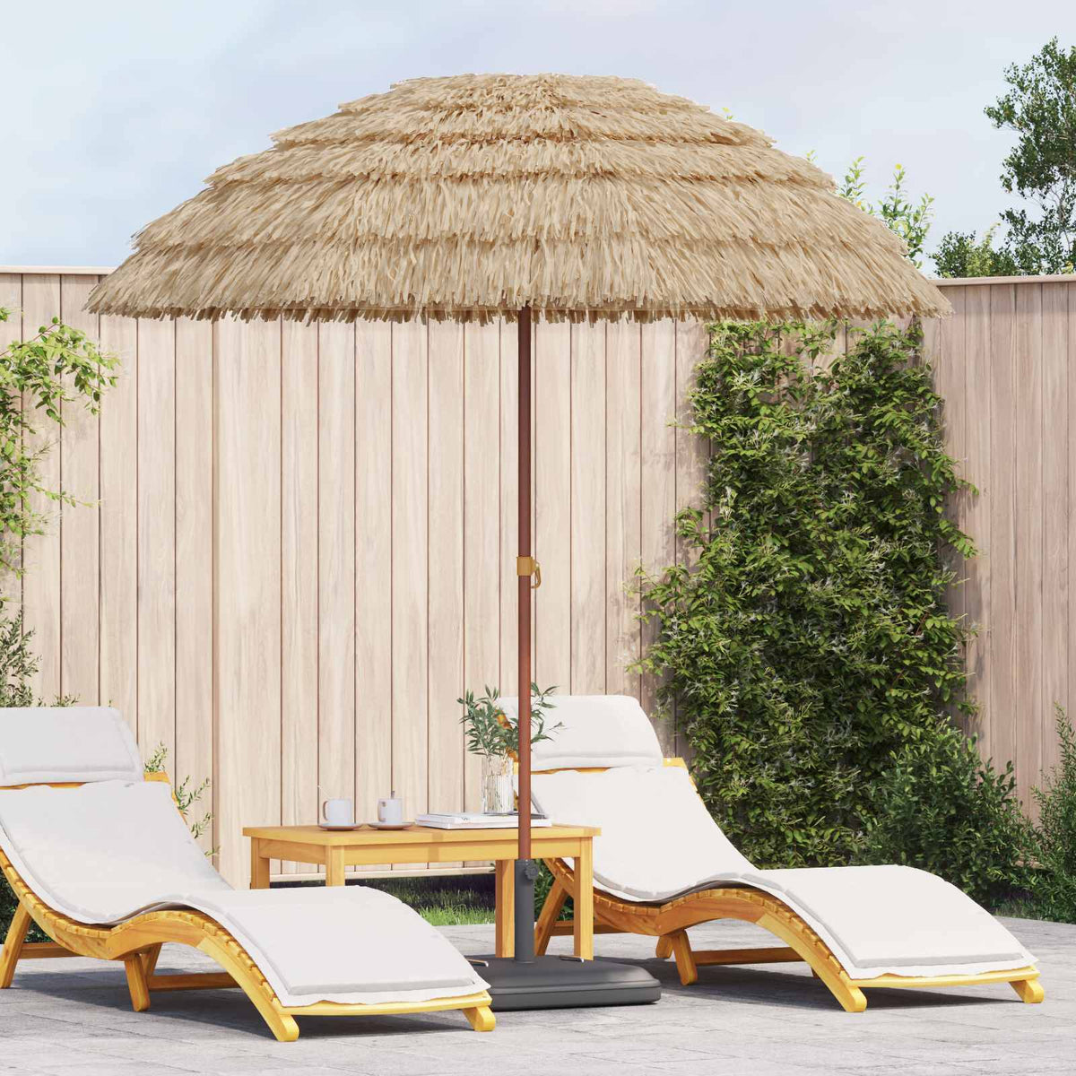 Beach Parasol 160 x 160 x 196 cm Polyester and Steel Natural Ø 206 cm