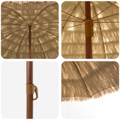 vidaXL Beach Parasol 255 x 255 x 255 cm Polyester and Steel Natural 4