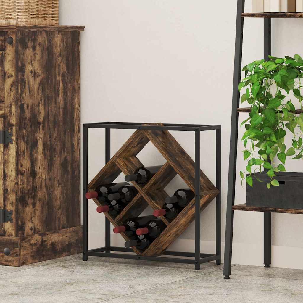 vidaXL Wine Rack 16 bottles Engineered Wood Smoked Oak 1
