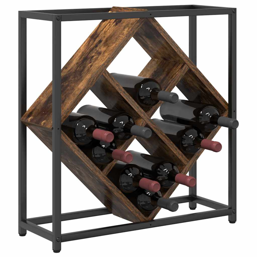 vidaXL Wine Rack 16 bottles Engineered Wood Smoked Oak 3