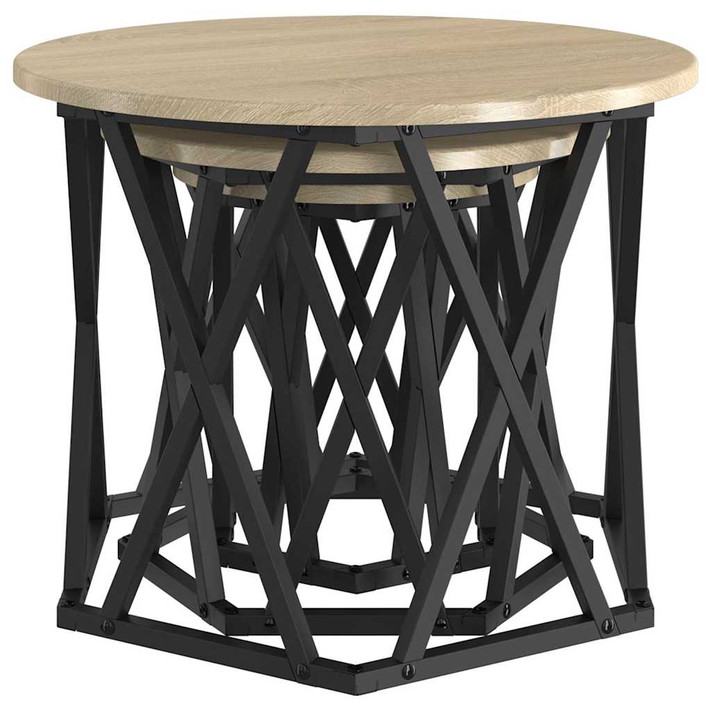 vidaXL Nesting Side Table 3 pcs Sonoma Oak 53 x 53 x 40 cm 5