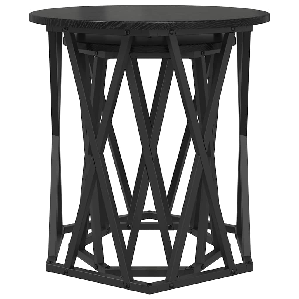 vidaXL Coffee Table 2 pcs Black Oak 50 x 50 x 50 cm 5