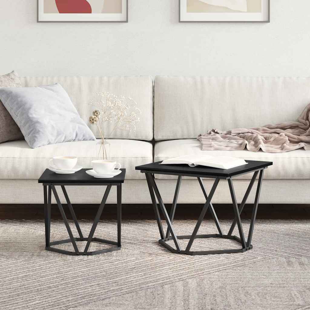 vidaXL Side Table Set 2 pcs Black Oak 50 x 50 x 40 cm 4