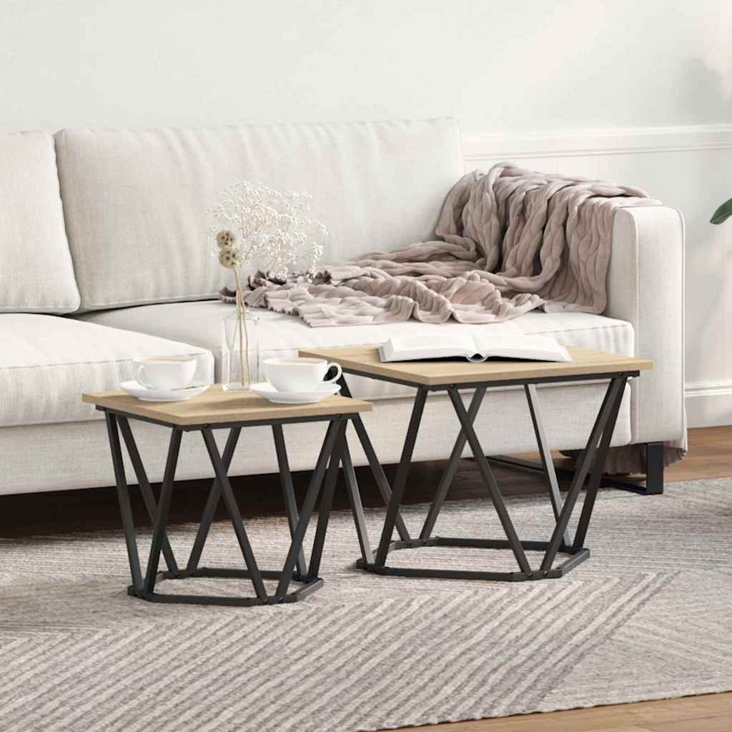 vidaXL Side Table Set 2 pcs Sonoma Oak 50 x 50 x 40 cm 1