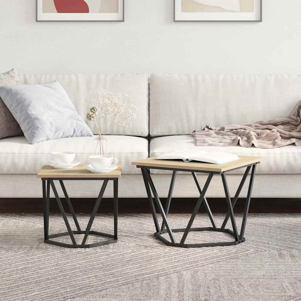 vidaXL Side Table Set 2 pcs Sonoma Oak 50 x 50 x 40 cm 4