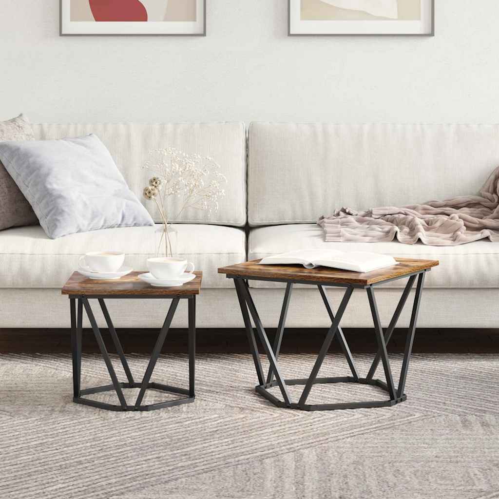 vidaXL Side Table Set 2 pcs Smoked Oak 50 x 50 x 40 cm 4