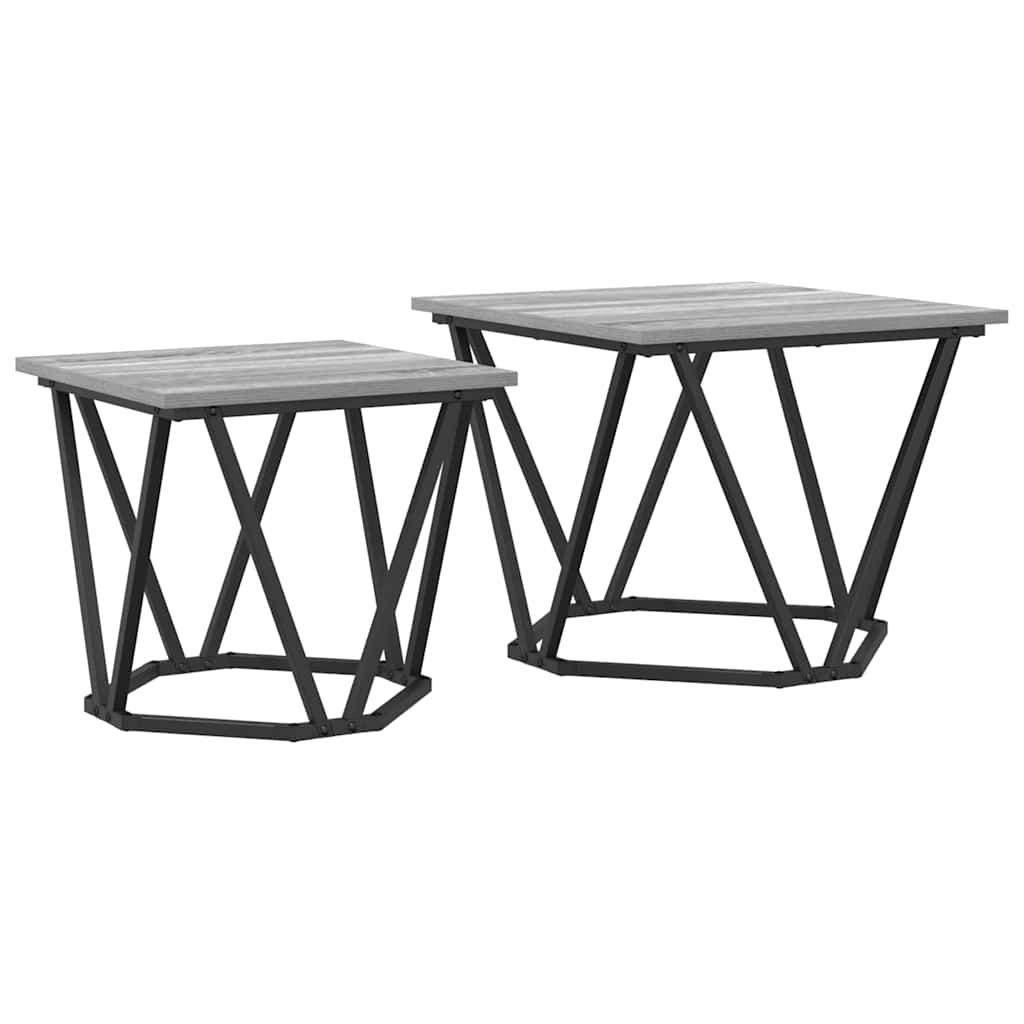 vidaXL Side Table Set 2 pcs Grey Sonoma 50 x 50 x 40 cm 2