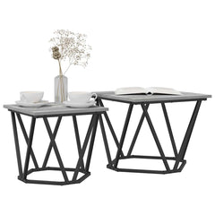vidaXL Side Table Set 2 pcs Grey Sonoma 50 x 50 x 40 cm 3