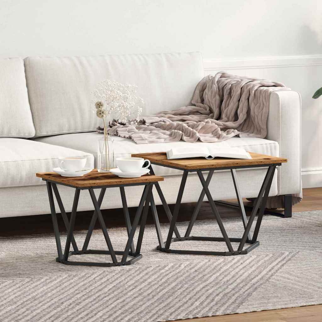 vidaXL Side Table Set 2 pcs Reclaimed Wood 50 x 50 x 40 cm 1