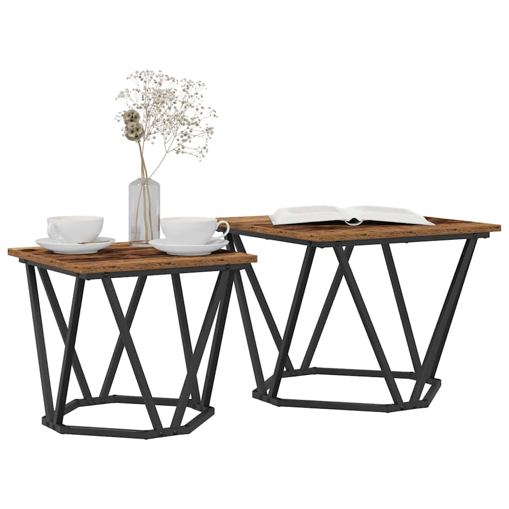 vidaXL Side Table Set 2 pcs Reclaimed Wood 50 x 50 x 40 cm 3
