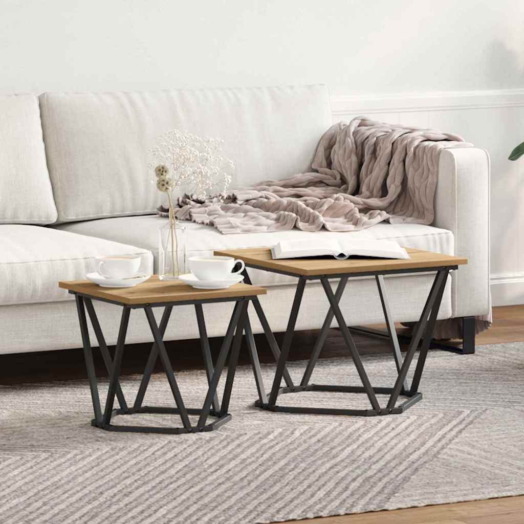 vidaXL Side Table Set 2 pcs Artisan Oak 50 x 50 x 40 cm 1
