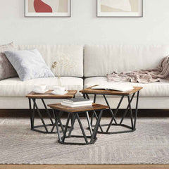 vidaXL Coffee Table 3 pcs Smoked Oak 50 x 50 x 40 cm 4