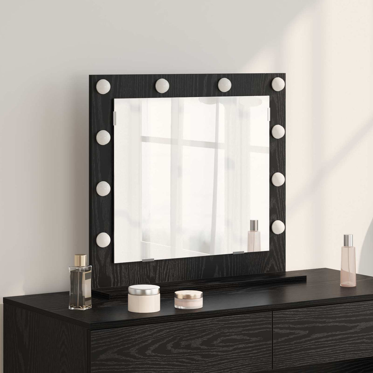 Vanity Mirror 60 x 55 x 18 cm Rectangular Black oak
