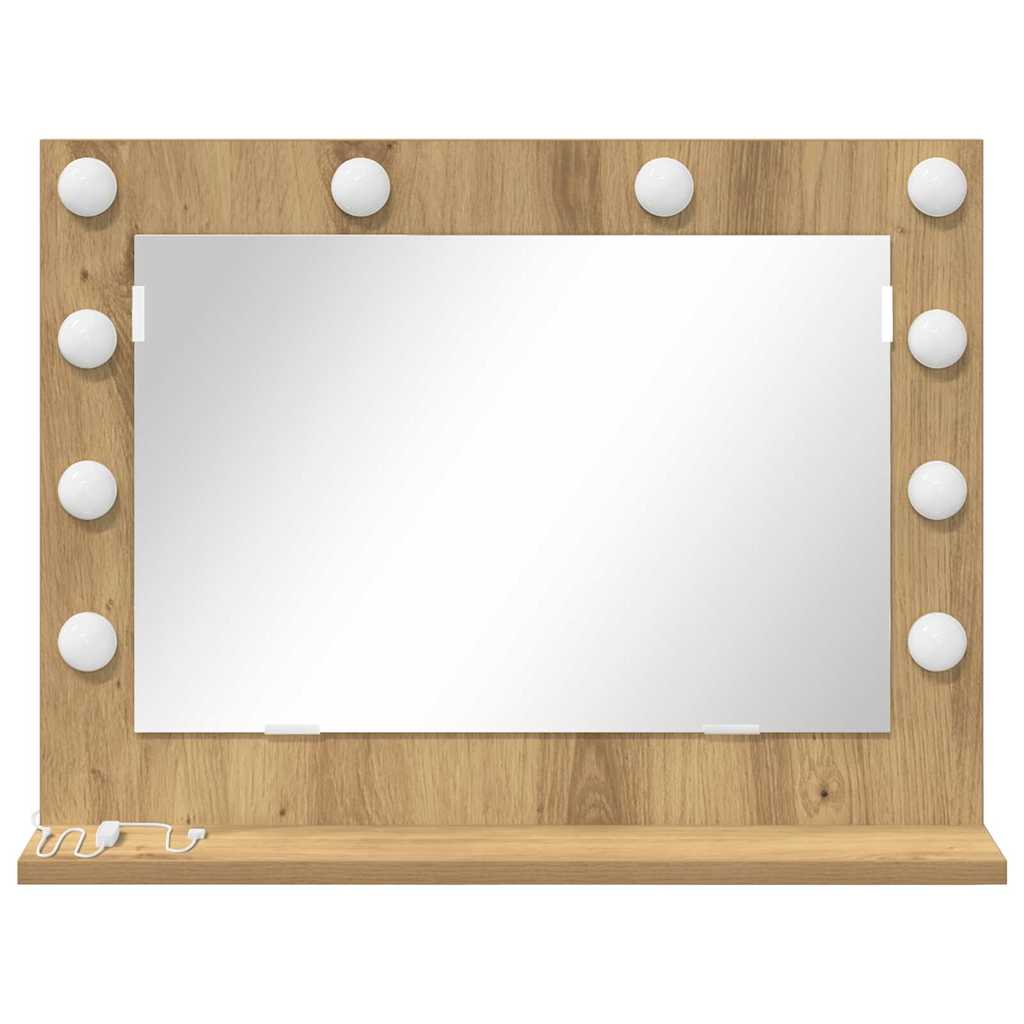 vidaXL Vanity Mirror Artisan Oak 60 x 45 x 18 cm Rectangular 4