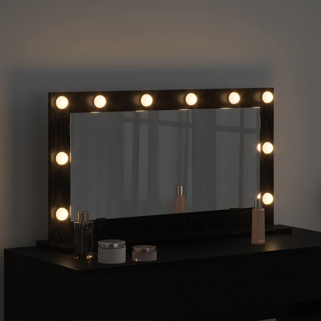 Vanity Mirror 80 x 45 x 18 cm Rectangular Depth 45 cm Width 80 cm Black oak