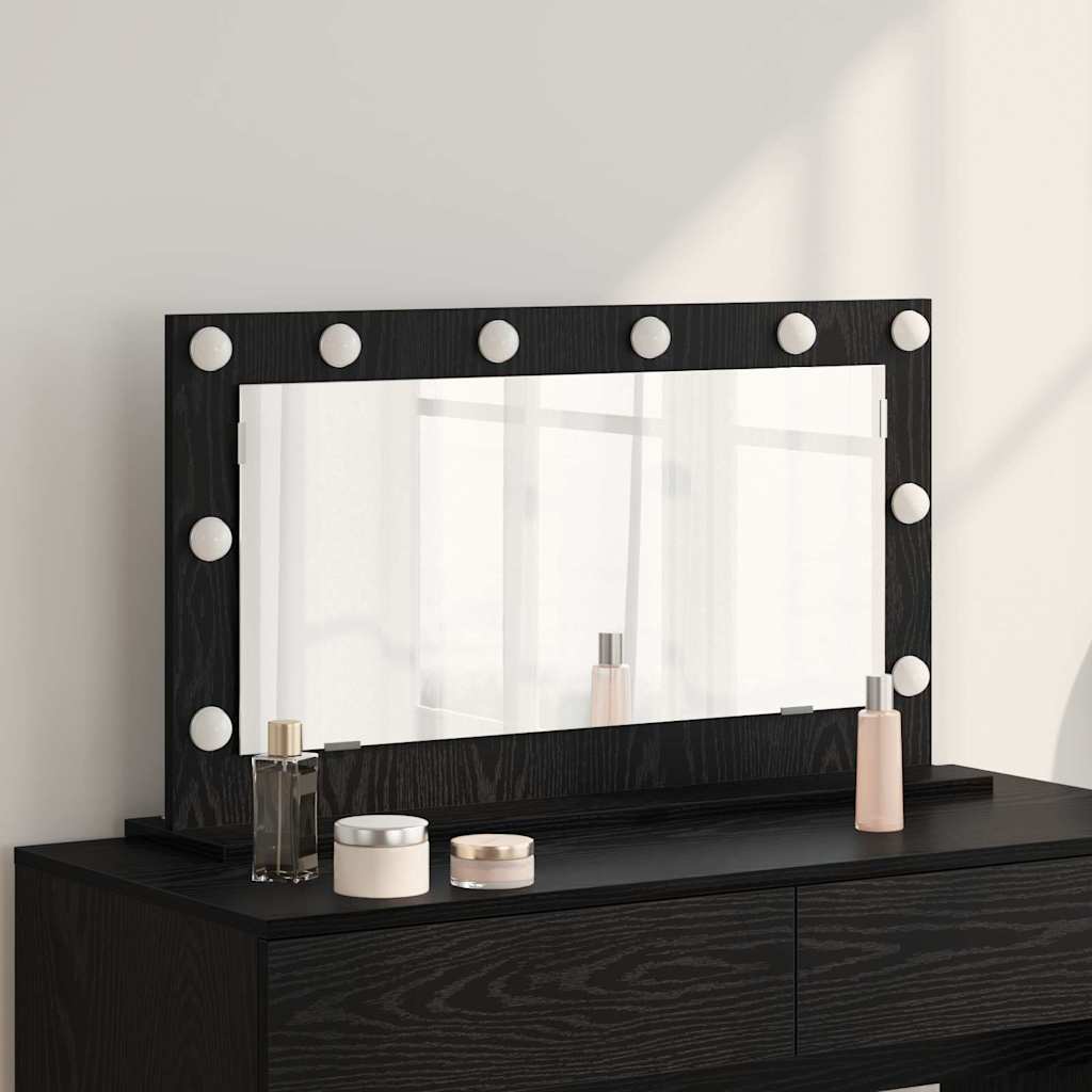 Vanity Mirror 80 x 45 x 18 cm Rectangular Depth 45 cm Width 80 cm Black oak