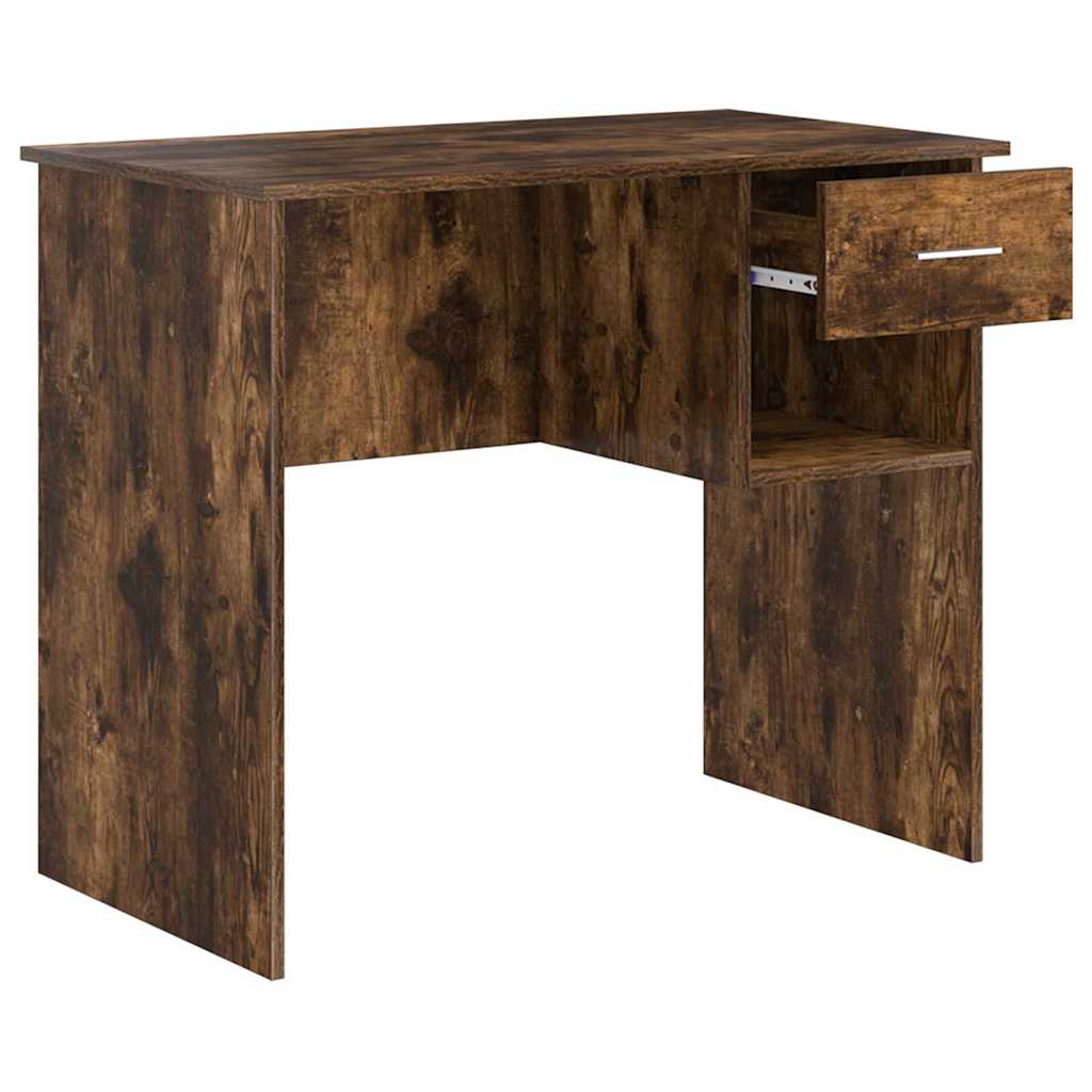 vidaXL Desk Smoked Oak 90 x 49 x 75 cm Engineered Wood 5
