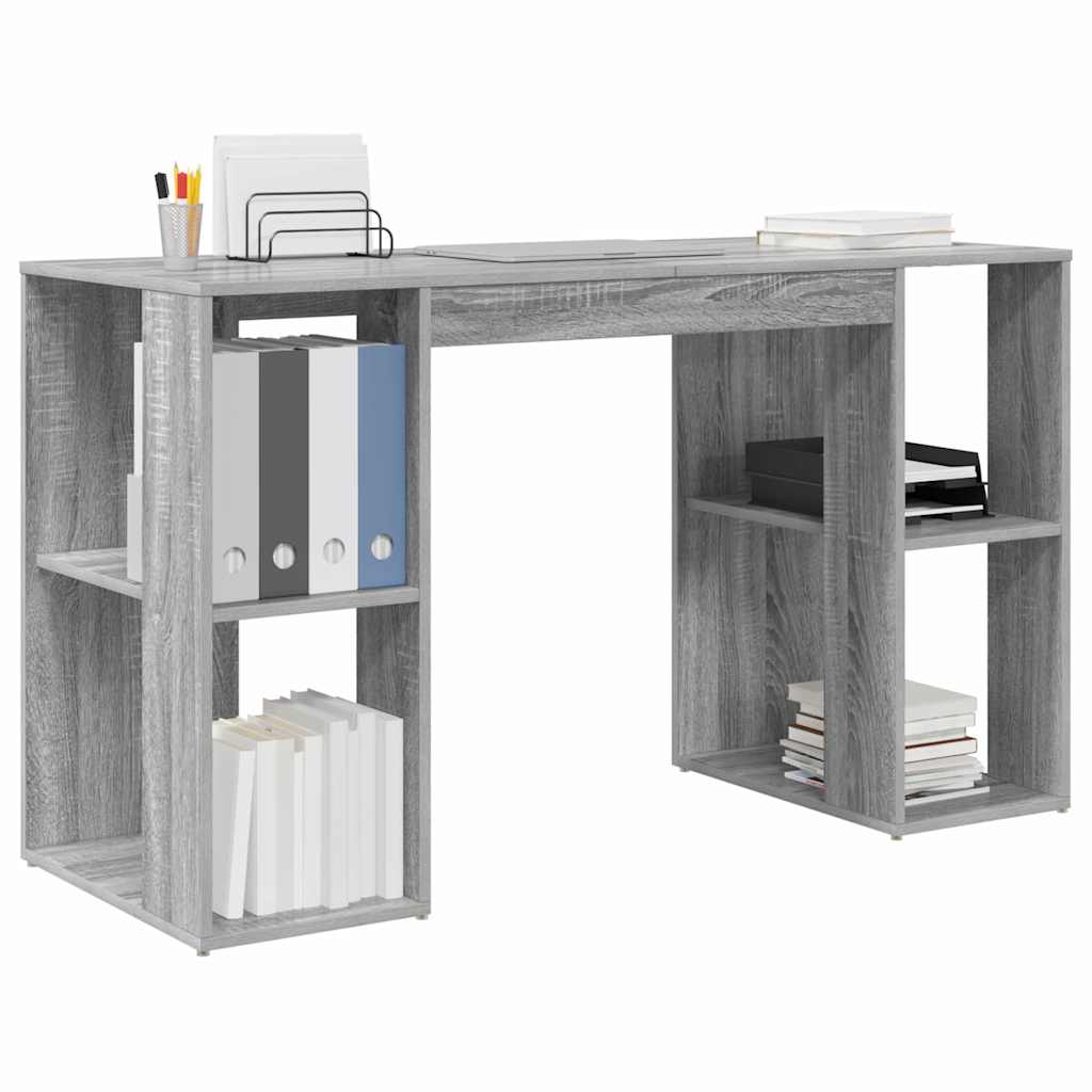 vidaXL Desk Grey Sonoma Engineered Wood 130 x 50.5 x 75 cm 3