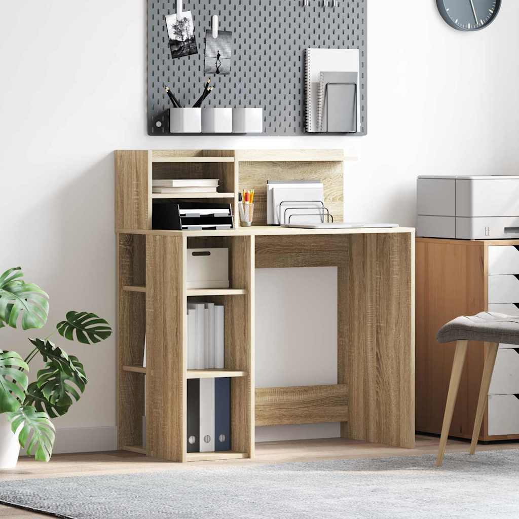 vidaXL Desk Sonoma Oak Engineered Wood 90 x 48 x 101.5 cm 1