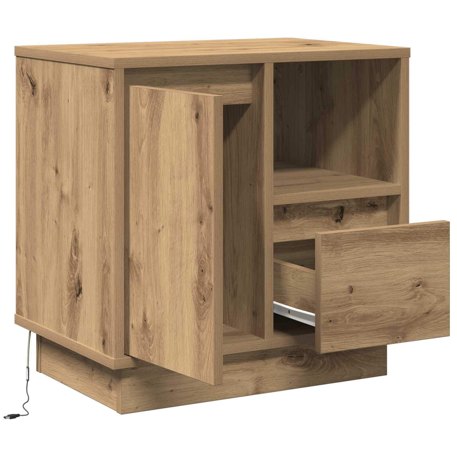vidaXL Bedside Cabinet Artisan Oak 50 x 34.5 x 50 cm Engineered wood 4