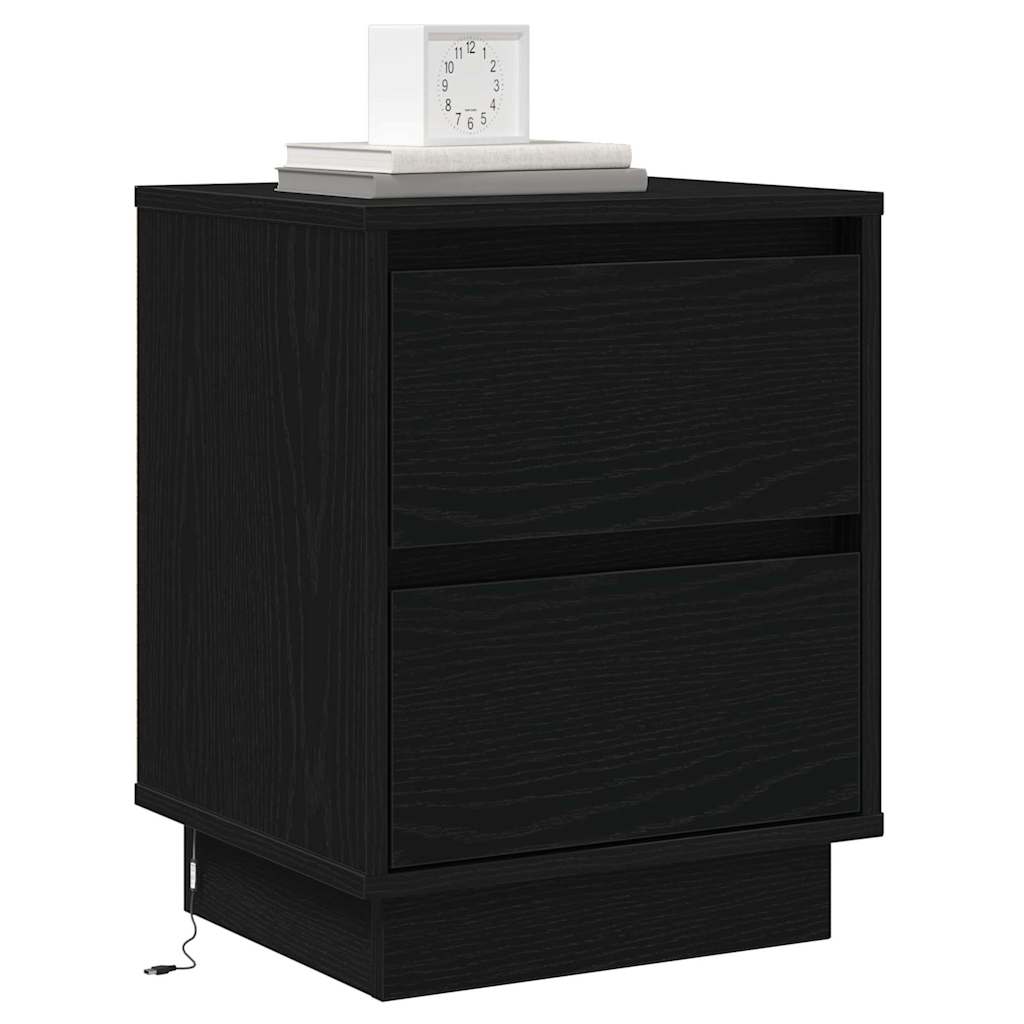 vidaXL Bedside Cabinet Black Oak 39 x 34.5 x 50 cm Engineered wood 3