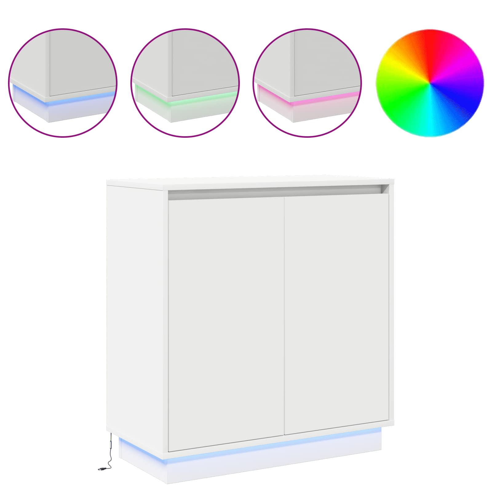vidaXL LED Sideboard White 71 x 34.5 x 75 cm Engineered Wood 4