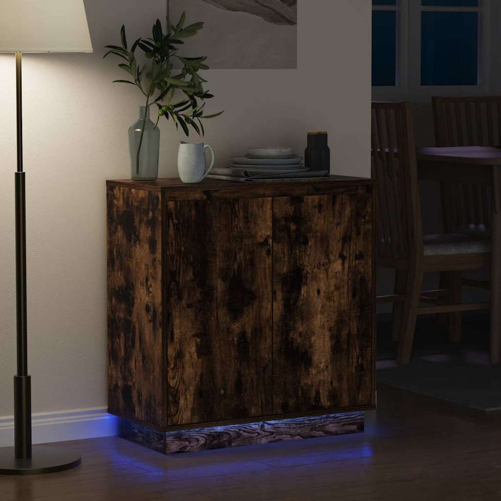 vidaXL LED Sideboard Smoked Oak 71 x 34.5 x 75 cm Engineered Wood 6