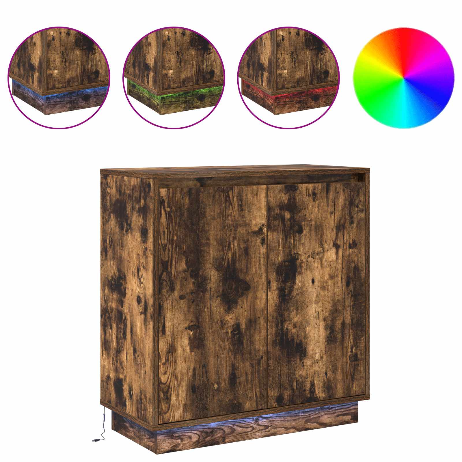 vidaXL LED Sideboard Smoked Oak 71 x 34.5 x 75 cm Engineered Wood 4