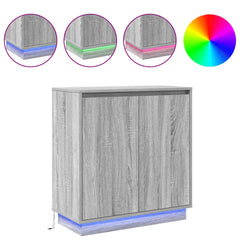 vidaXL LED Sideboard Grey Sonoma 71 x 34.5 x 75 cm Engineered Wood 4