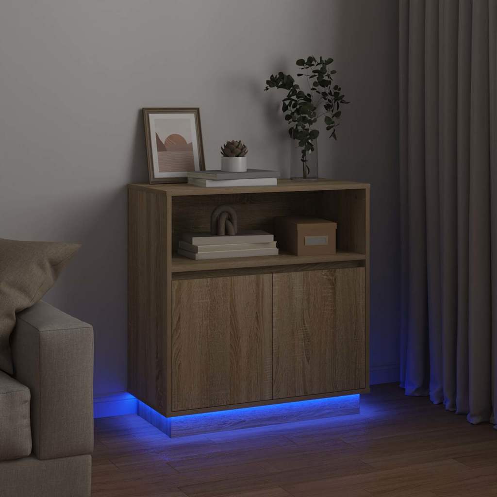 vidaXL LED Sideboard Sonoma Oak 71 x 34.5 x 75 cm Engineered Wood 6