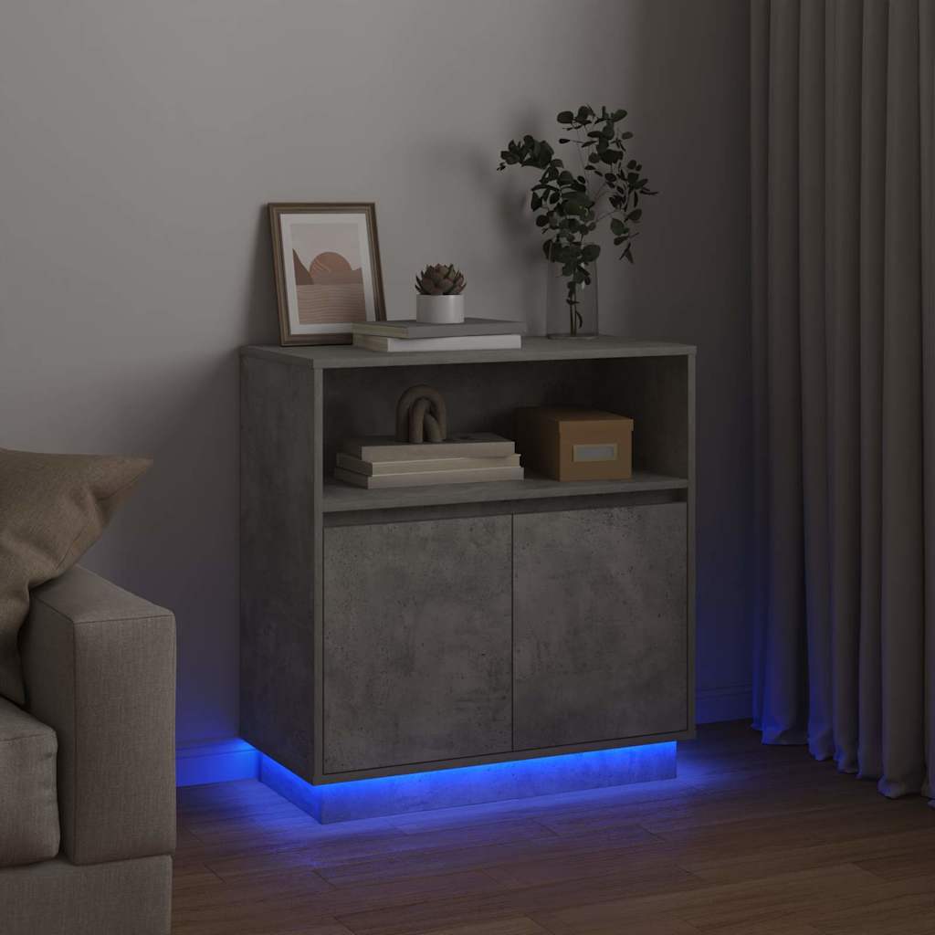 vidaXL LED Sideboard Concrete grey 71 x 34.5 x 75 cm Engineered Wood 6