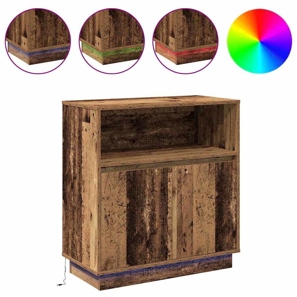 vidaXL LED Sideboard Old Wood 71 x 34.5 x 75 cm Engineered Wood 4