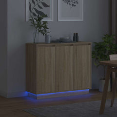 LED Sideboard 90 x 32 x 75 cm Engineered Wood Sonoma oak