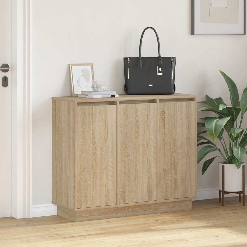 LED Sideboard 90 x 32 x 75 cm Engineered Wood Sonoma oak