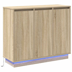LED Sideboard 90 x 32 x 75 cm Engineered Wood Sonoma oak