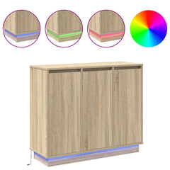 LED Sideboard 90 x 32 x 75 cm Engineered Wood Sonoma oak