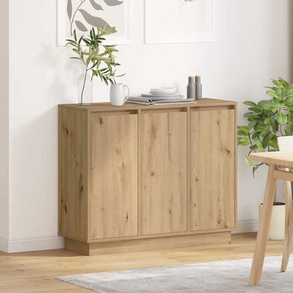 LED Sideboard 90 x 32 x 75 cm Engineered Wood Artisan oak