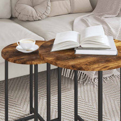 vidaXL Side Table Set 2 pcs Smoked Oak and Black 50 x 50 x 50 cm 4