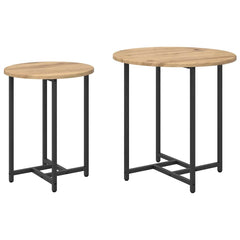 vidaXL Side Table Set 2 pcs Artisan Oak and Black 50 x 50 x 50 cm 2