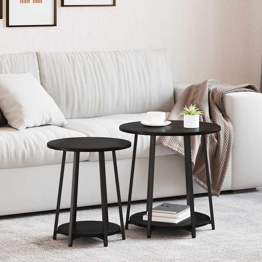 vidaXL Side Table Set 2 pcs Black Oak 50 x 50 x 51 cm 1