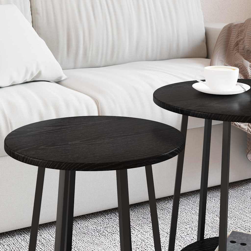 vidaXL Side Table Set 2 pcs Black Oak 50 x 50 x 51 cm 4
