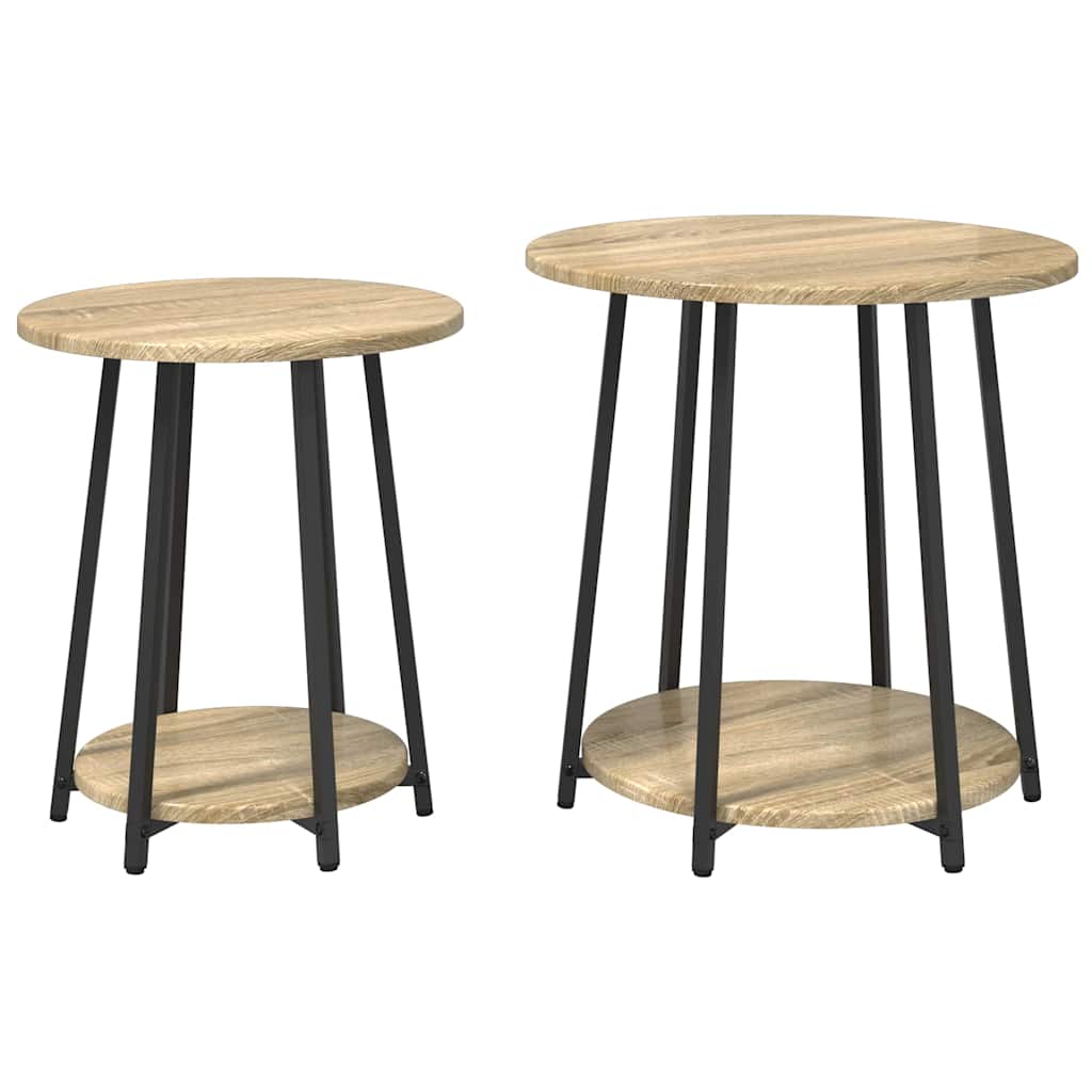 vidaXL Side Table Set 2 pcs Sonoma Oak and Black 50 x 50 x 51 cm 2