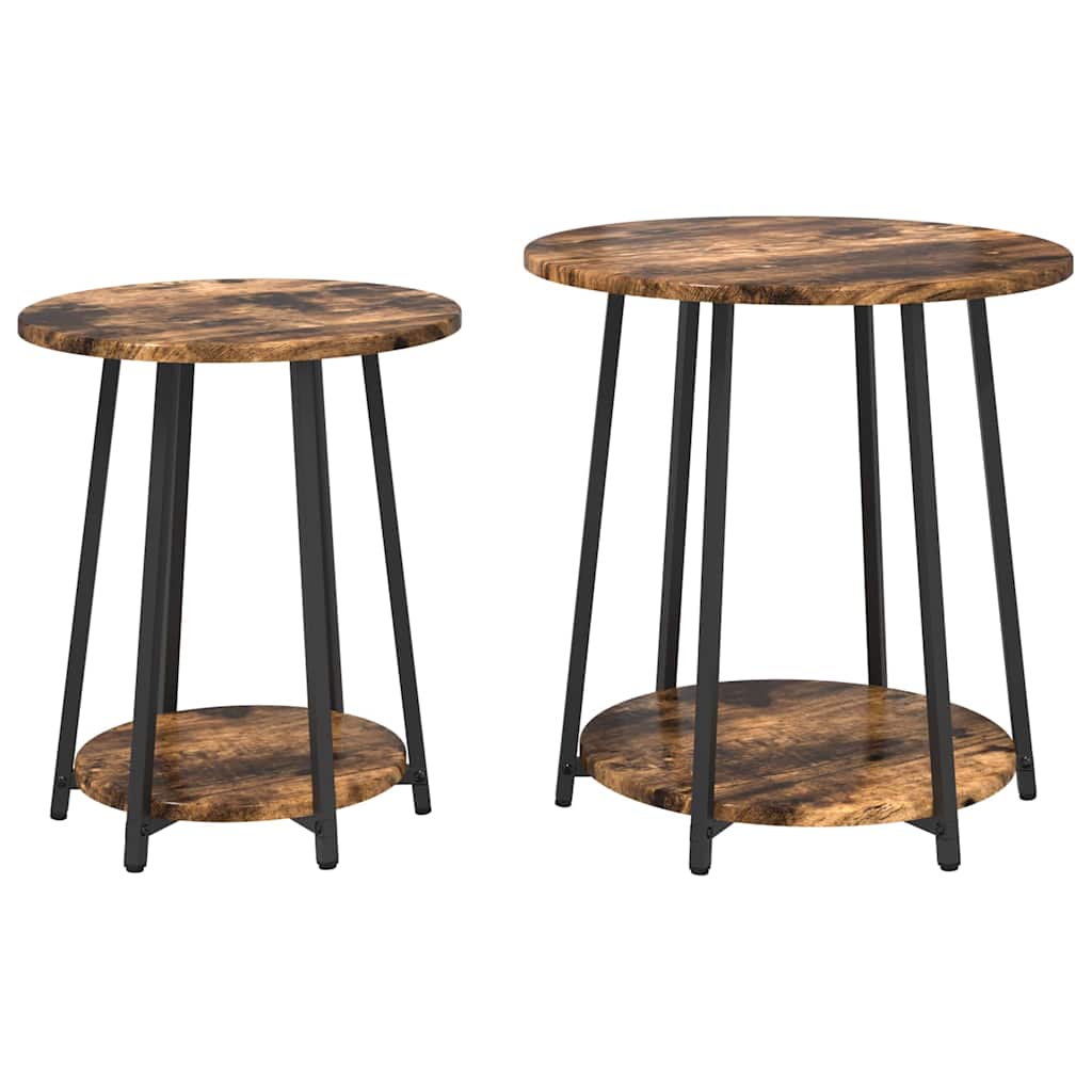 vidaXL Side Table Set 2 pcs Smoked Oak and Black 50 x 50 x 51 cm 2